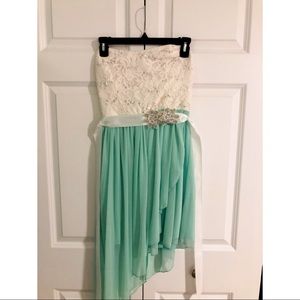 strapless mint green dress